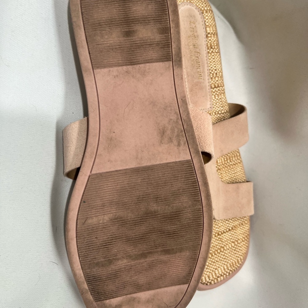 Cristina Francini Blush Pink Suede Slide Sandals Women’s Size 8 Textured Footbed - Picture 6 of 8